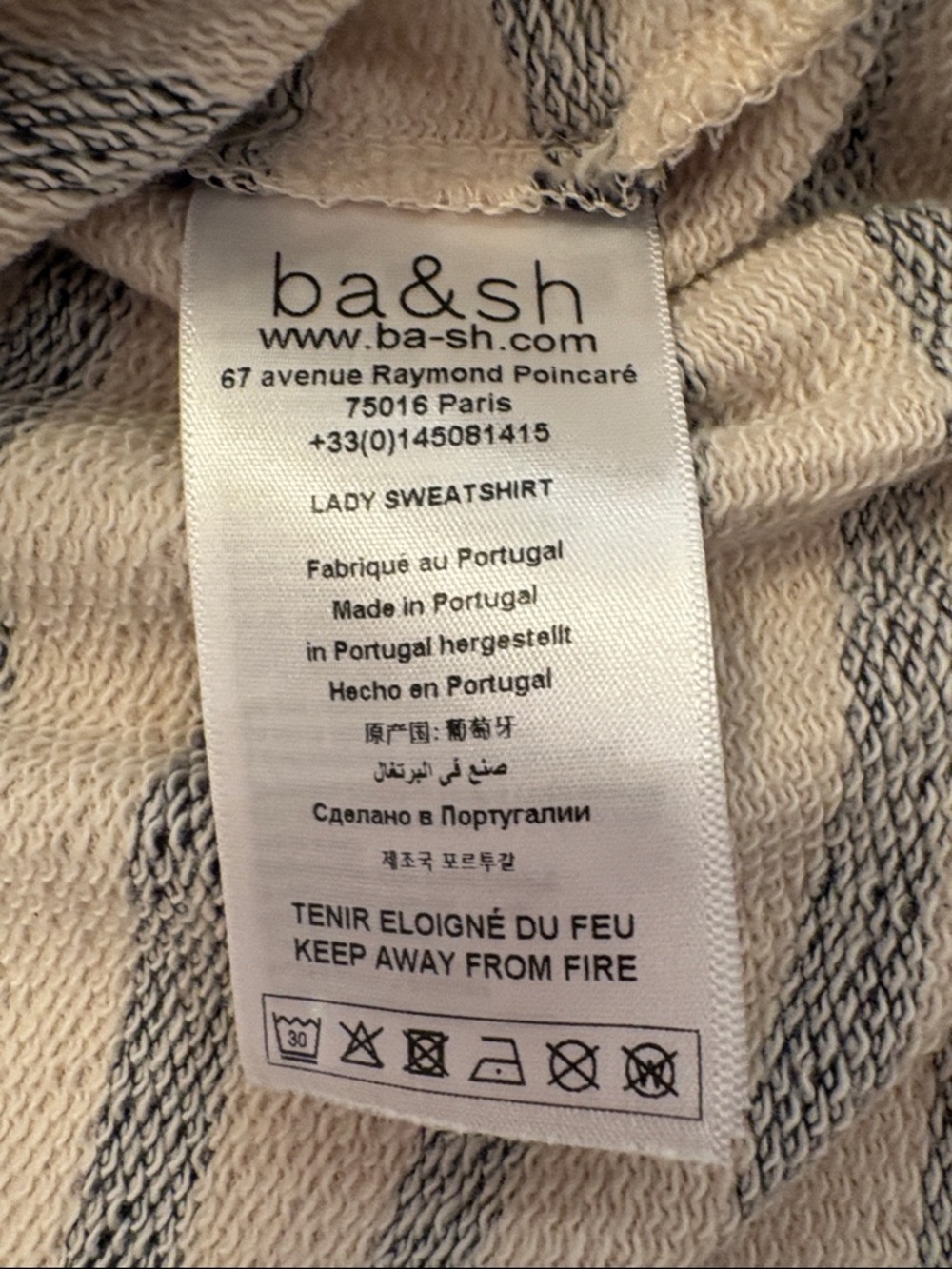 ba&sh Navy and Cream Lightweight Striped Sweatshirt - Picture 6 of 9